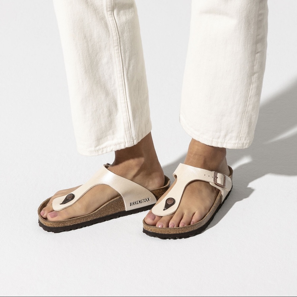 Birkenstock Gizeh Birko-Flor Graceful Pearl White sandals size 37